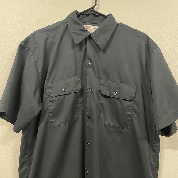 Vintage Dickies Button Up Work Shirt Black Men’s Size Large Workwear - Picture 4 of 8